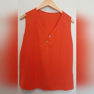 Sleeveless V-Neck Women's Top in Bright Orange
